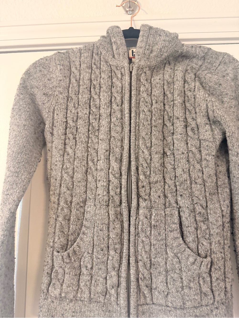 TILT Gray Cable-Knit Zip Hoodie Cardigan